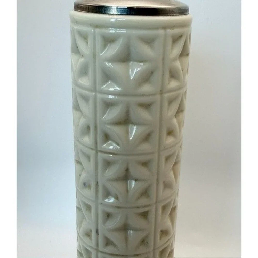 Lenox Mayfair Porcelain Salt Shaker Grand Moulin Ivory Silver 9” Op Art Vintage